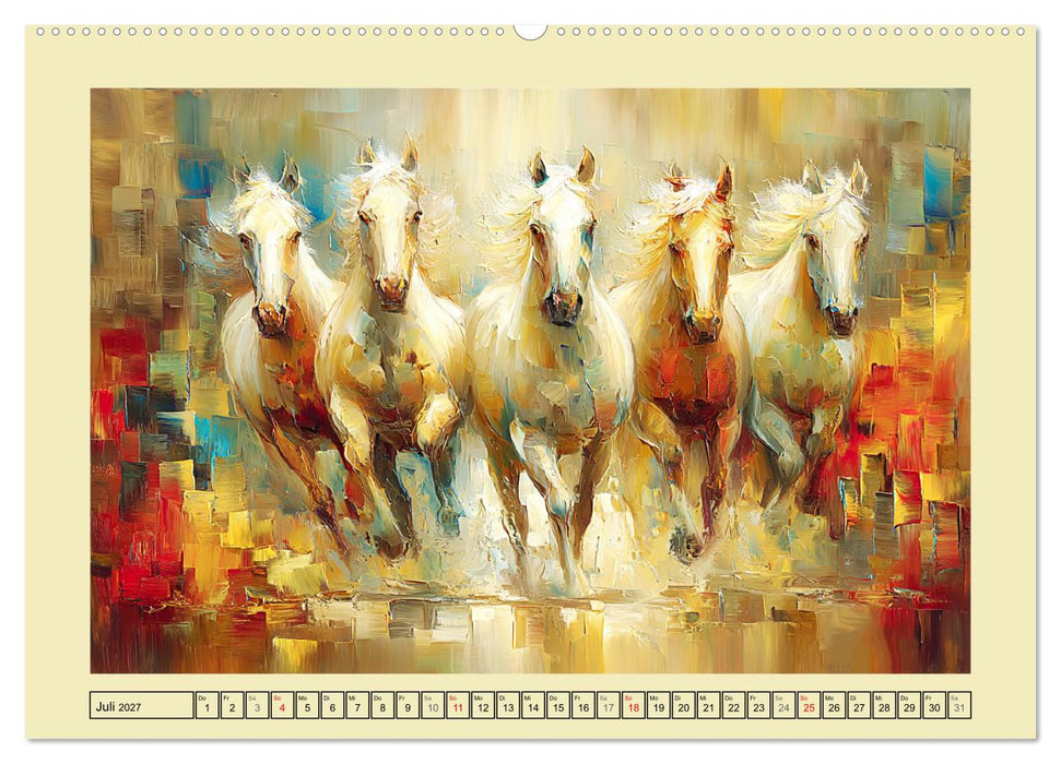 Im Glanz der Pferde. Edle Schönheiten in moderner Öloptik (CALVENDO Premium Wandkalender 2027)