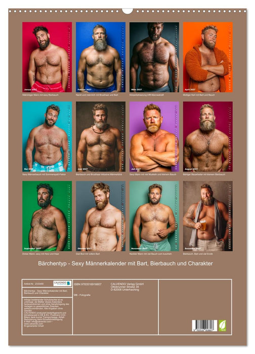 Bärchentyp - Sexy Männerkalender mit Bart, Bierbauch und Charakter (CALVENDO Wandkalender 2027)