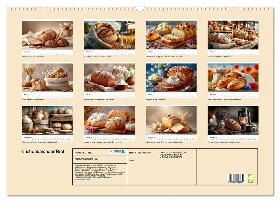 Küchenkalender Brot (CALVENDO Wandkalender 2027)