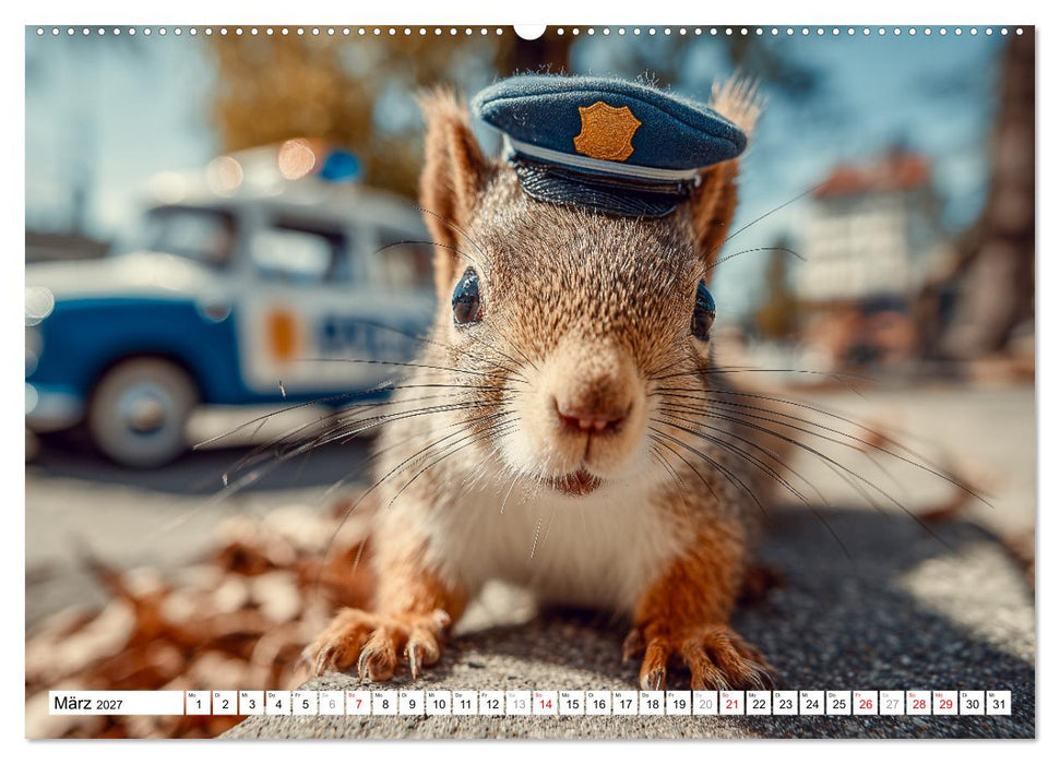 Eichhörnchen - Die lustigen Tiere und ihre Berufe im Wald (CALVENDO Premium Wandkalender 2027)