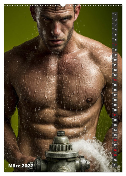 Lösch mich - Sexy Feuerwehrmänner fast nackt im Männerkalender (CALVENDO Premium Wandkalender 2027)