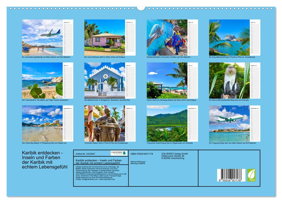 Karibik entdecken - Inseln und Farben der Karibik mit echtem Lebensgefühl (CALVENDO Premium Wandkalender 2027)
