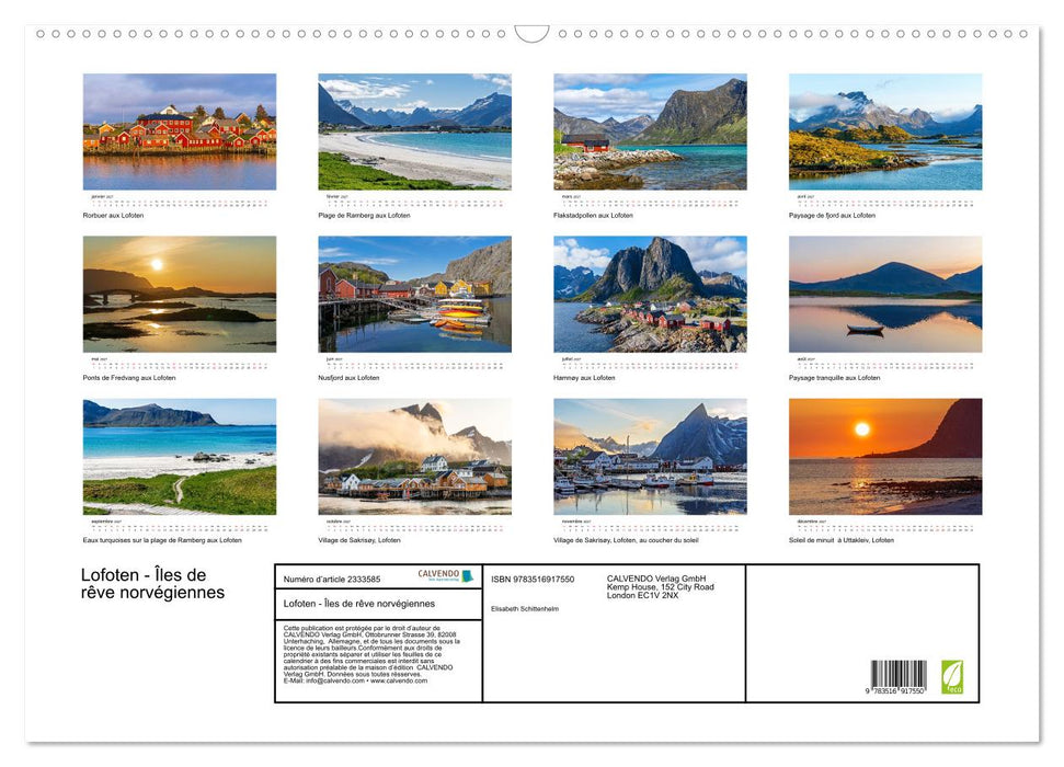 Lofoten - Îles de rêve norvégiennes (CALVENDO Calendrier mensuel 2027)