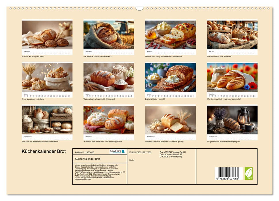 Küchenkalender Brot (CALVENDO Premium Wandkalender 2027)
