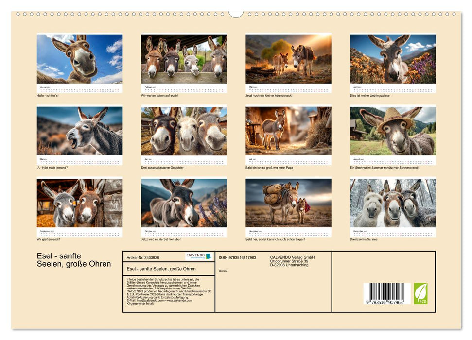 Esel - sanfte Seelen, große Ohren (CALVENDO Premium Wandkalender 2027)