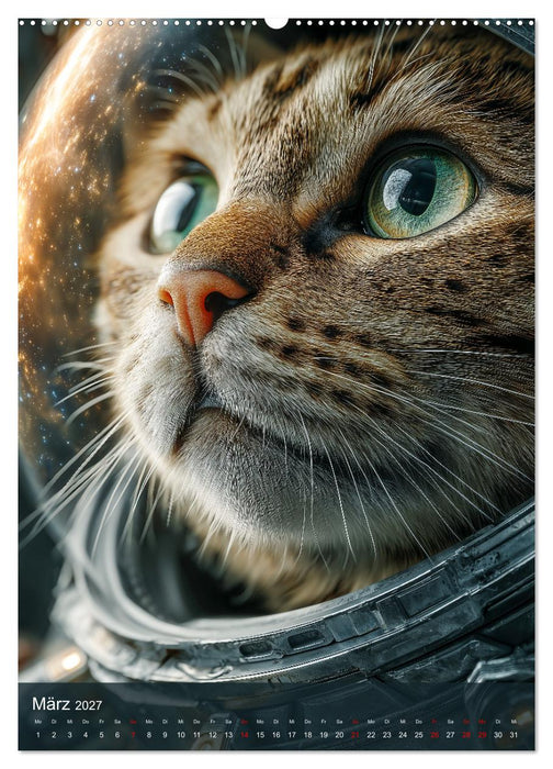 Katzen im Weltall - lustiger Katzenkalender für Kinder, Familien und Katzenliebhaber (CALVENDO Premium Wandkalender 2027)