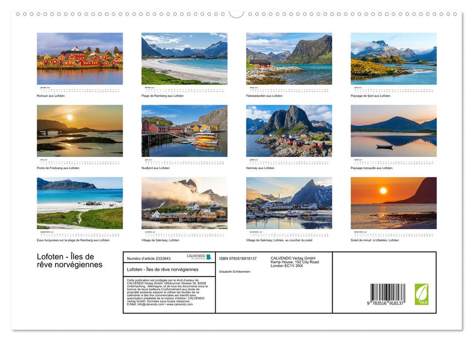 Lofoten - Îles de rêve norvégiennes (CALVENDO Calendrier supérieur 2027)