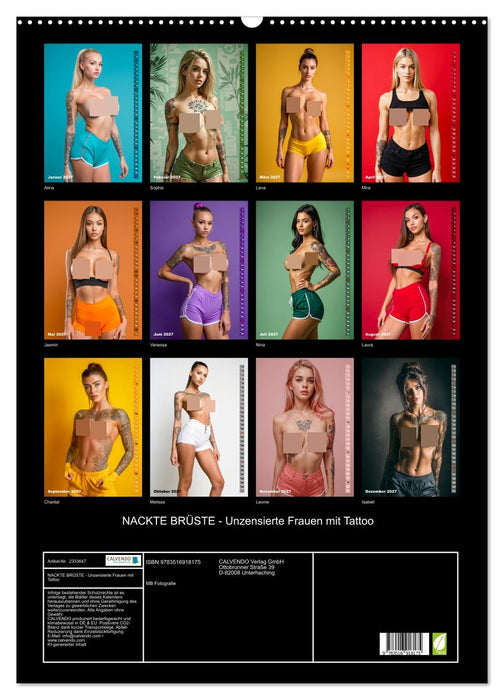 NACKTE BRÜSTE - Unzensierte Frauen mit Tattoo (CALVENDO Wandkalender 2027)