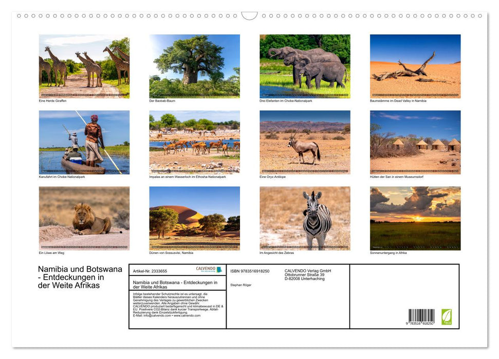 Namibia und Botswana - Entdeckungen in der Weite Afrikas (CALVENDO Wandkalender 2027)