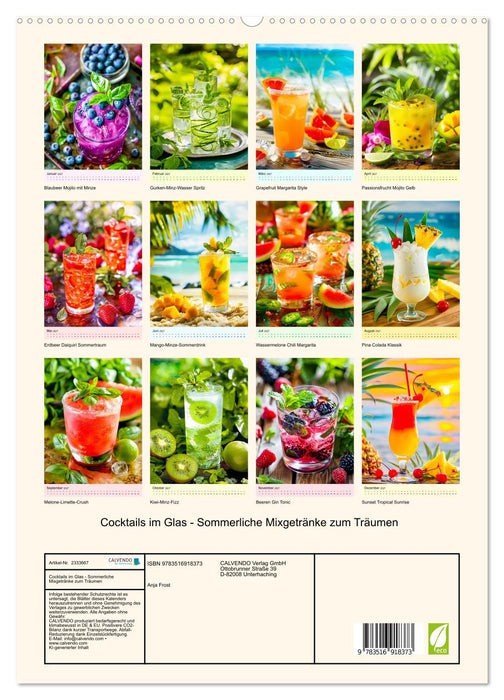 Cocktails im Glas - Sommerliche Mixgetränke zum Träumen (CALVENDO Premium Wandkalender 2027)