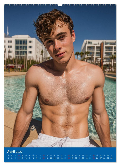 Sexy im Pool - Nackte Männer in Badehose (CALVENDO Wandkalender 2027)