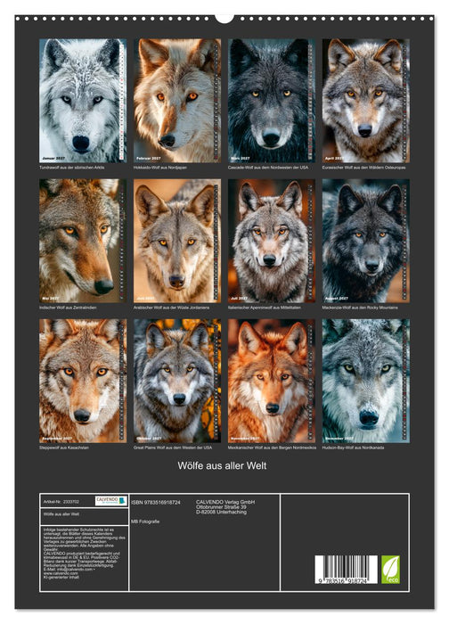 Wölfe aus aller Welt (CALVENDO Premium Wandkalender 2027)
