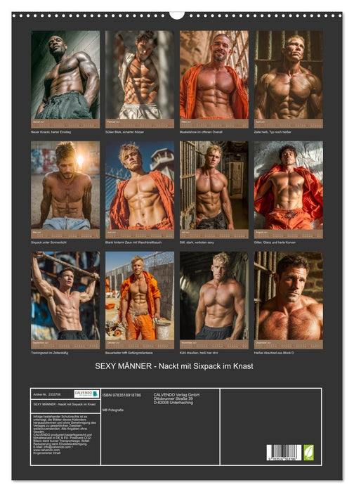 SEXY MÄNNER - Nackt mit Sixpack im Knast (CALVENDO Wandkalender 2027)