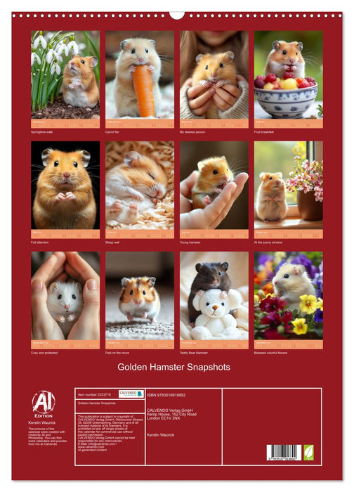 Golden Hamster Snapshots (CALVENDO Monthly Calendar 2027)