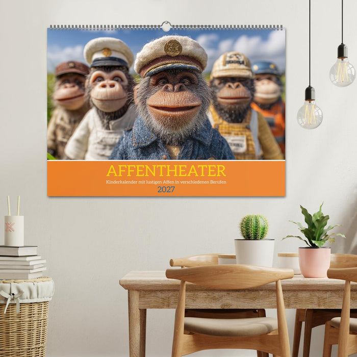 Affentheater - Kinderkalender mit lustigen Affen in verschiedenen Berufen (CALVENDO Wandkalender 2027)