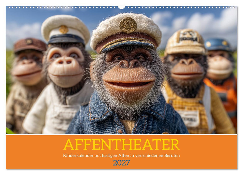 Affentheater - Kinderkalender mit lustigen Affen in verschiedenen Berufen (CALVENDO Wandkalender 2027)