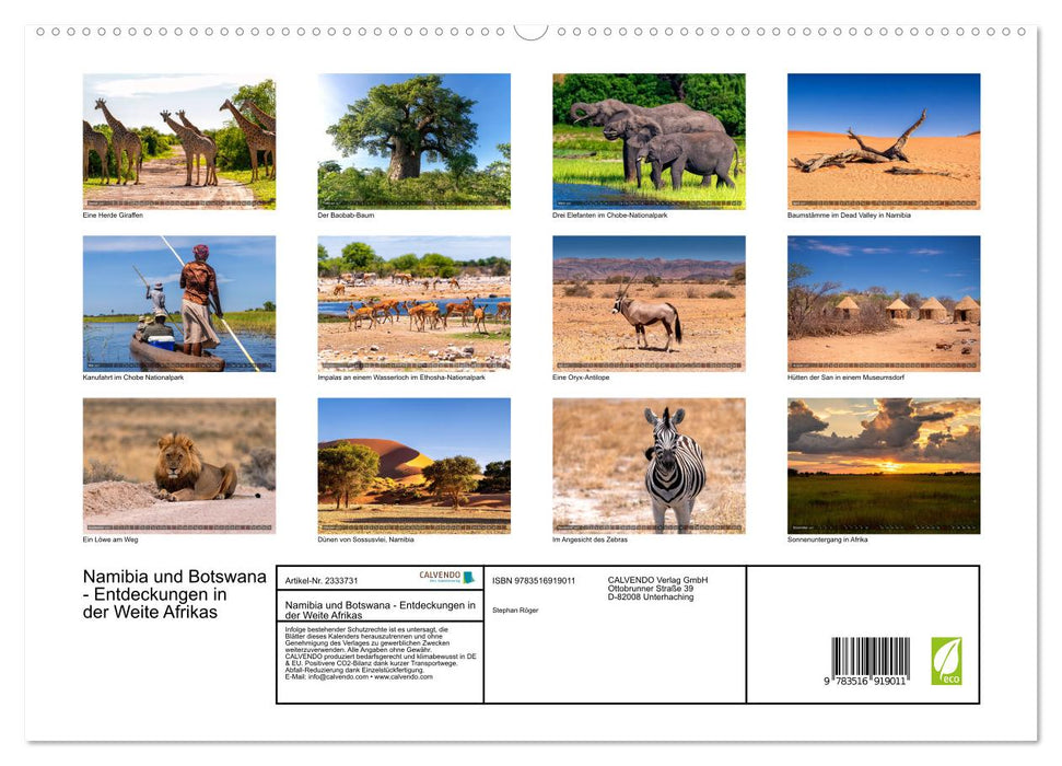 Namibia und Botswana - Entdeckungen in der Weite Afrikas (CALVENDO Premium Wandkalender 2027)