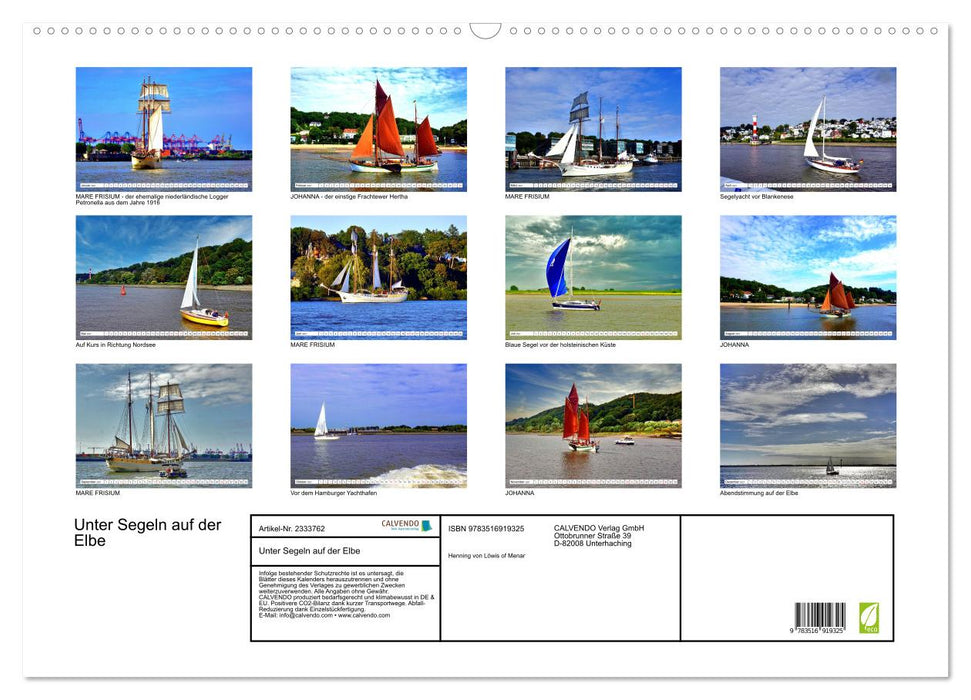Unter Segeln auf der Elbe (CALVENDO Wandkalender 2027)