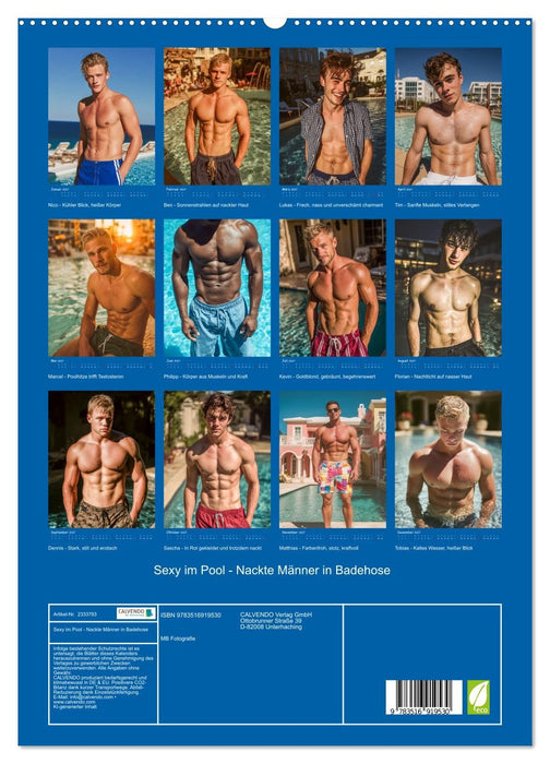 Sexy im Pool - Nackte Männer in Badehose (CALVENDO Premium Wandkalender 2027)