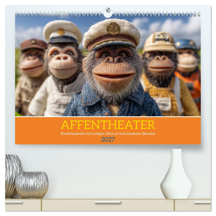 Affentheater - Kinderkalender mit lustigen Affen in verschiedenen Berufen (CALVENDO Premium Wandkalender 2027)