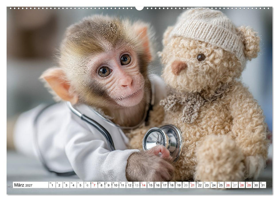Affentheater - Kinderkalender mit lustigen Affen in verschiedenen Berufen (CALVENDO Premium Wandkalender 2027)