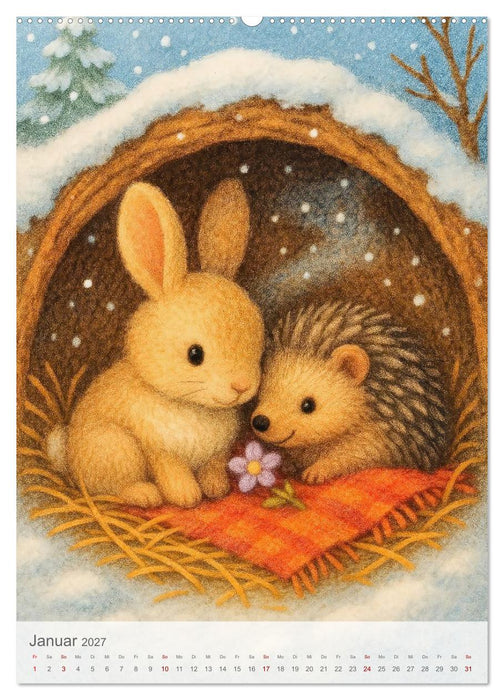 Flauschmomente - Mit niedlichen Tierfreundschaften durchs Jahr (CALVENDO Wandkalender 2027)