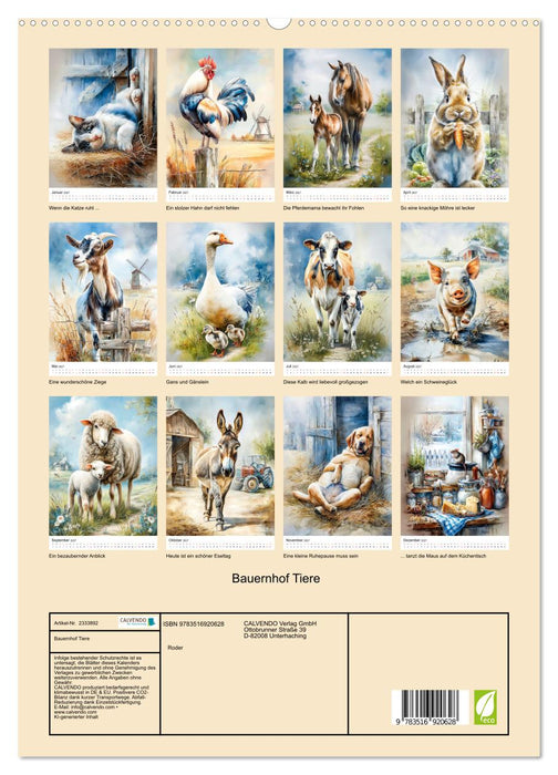 Bauernhof Tiere (CALVENDO Premium Wandkalender 2027)