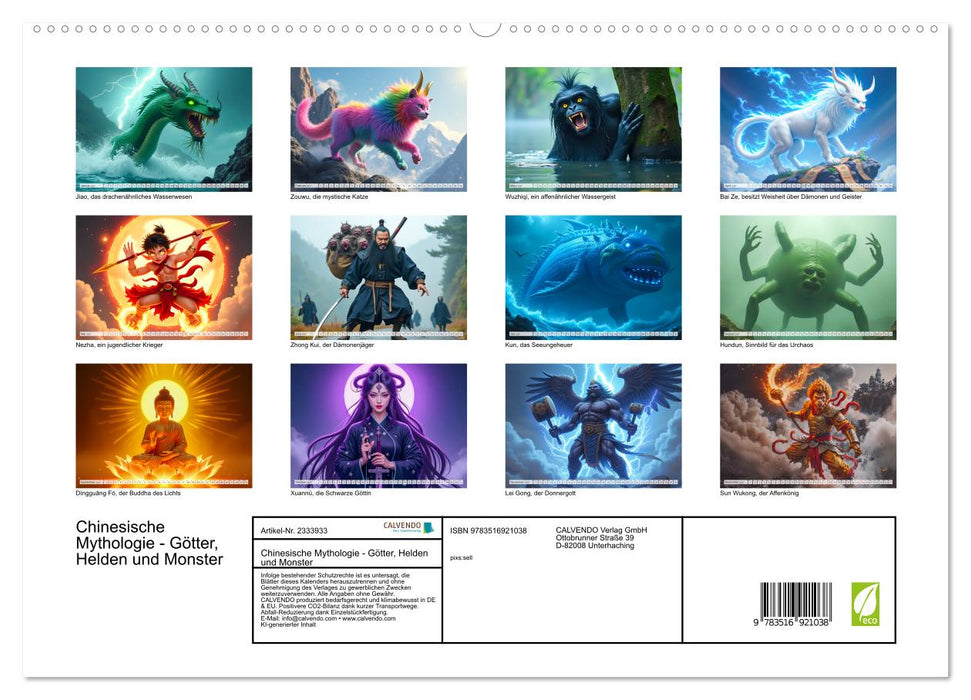 Chinesische Mythologie - Götter, Helden und Monster (CALVENDO Premium Wandkalender 2027)