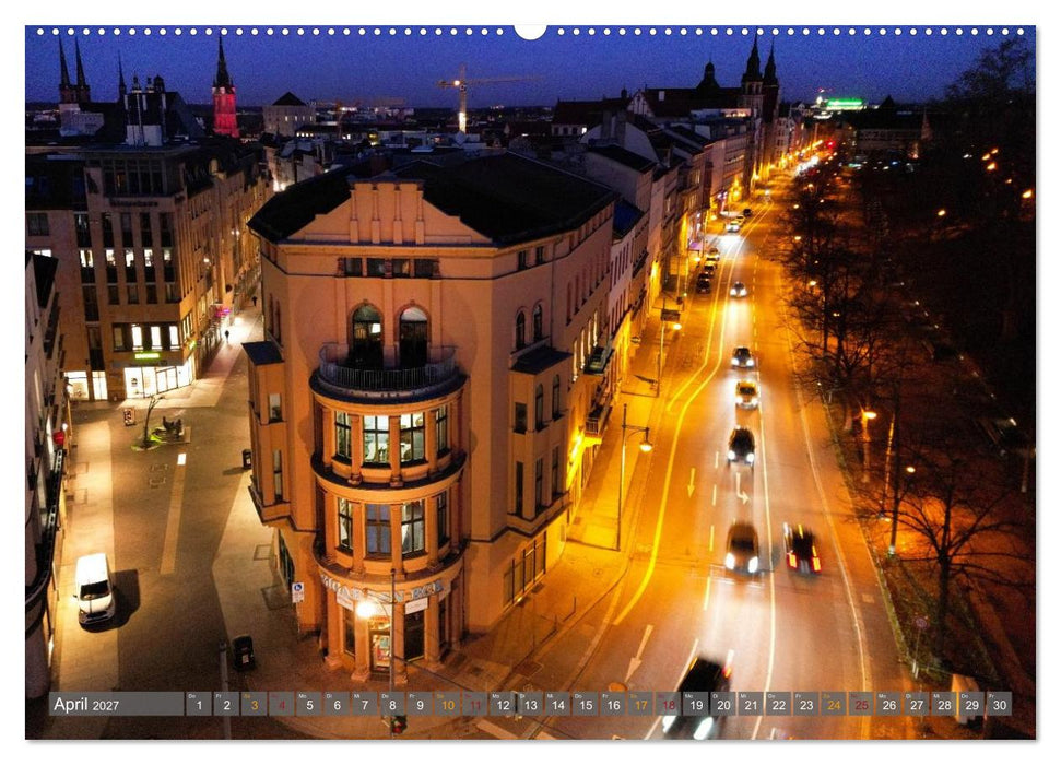 HALLE AN DER SAALE NACHTFLUG (CALVENDO Wandkalender 2027)