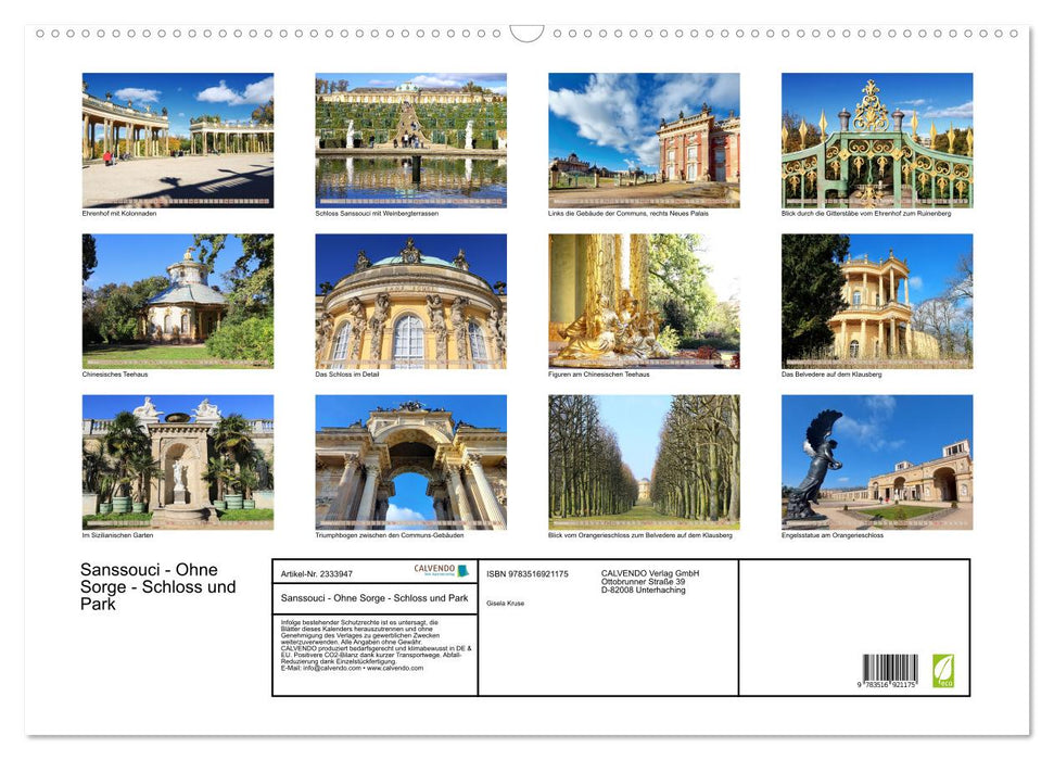 Sanssouci - Ohne Sorge - Schloss und Park (CALVENDO Wandkalender 2027)
