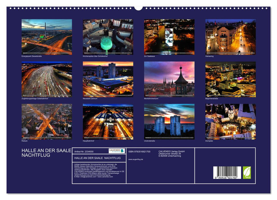 HALLE AN DER SAALE NACHTFLUG (CALVENDO Premium Wandkalender 2027)