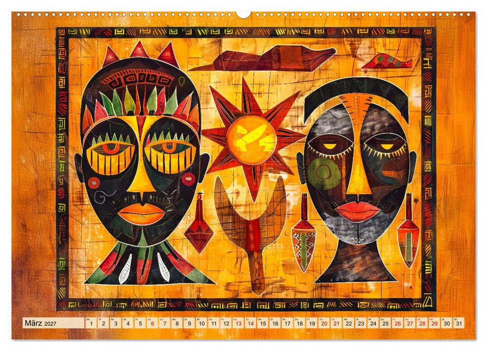 Abstraktes Afrika - Wilde Savanne in leuchtenden Farben (CALVENDO Wandkalender 2027)