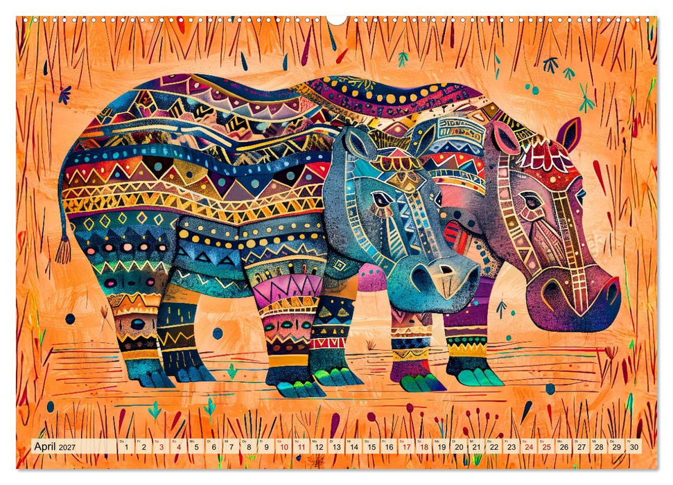 Abstraktes Afrika - Wilde Savanne in leuchtenden Farben (CALVENDO Wandkalender 2027)