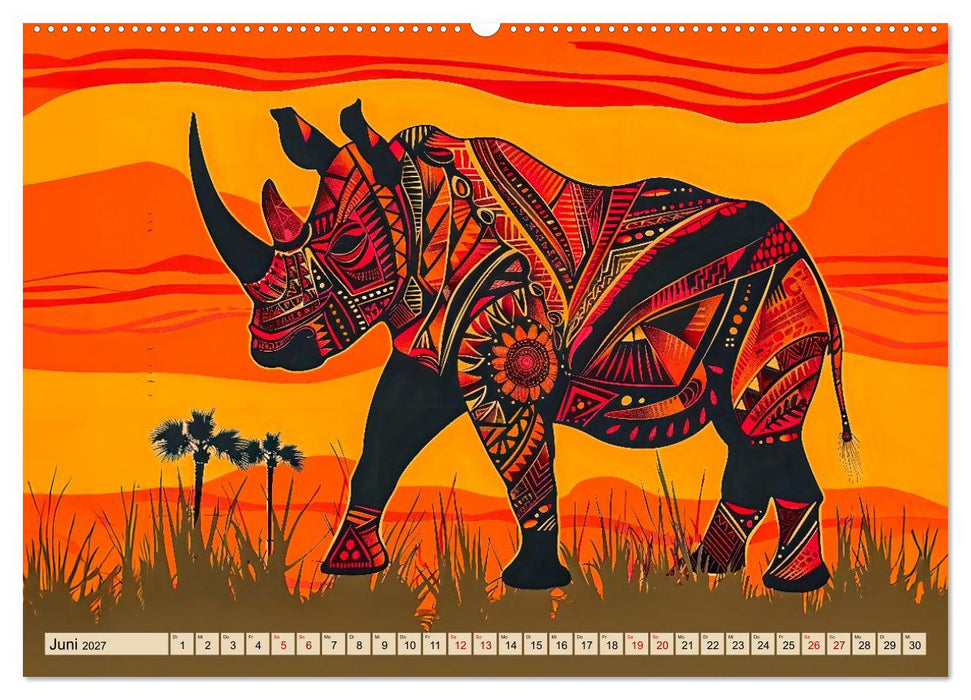 Abstraktes Afrika - Wilde Savanne in leuchtenden Farben (CALVENDO Wandkalender 2027)