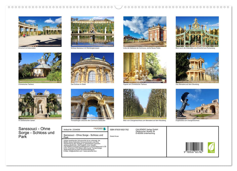 Sanssouci - Ohne Sorge - Schloss und Park (CALVENDO Premium Wandkalender 2027)