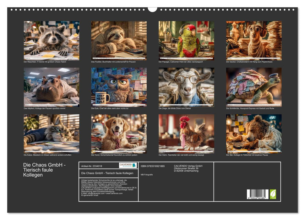 Die Chaos GmbH - Tierisch faule Kollegen (CALVENDO Wandkalender 2027)