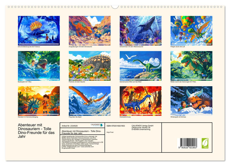 Abenteuer mit Dinosauriern - Tolle Dino-Freunde für das Jahr (CALVENDO Premium Wandkalender 2027)