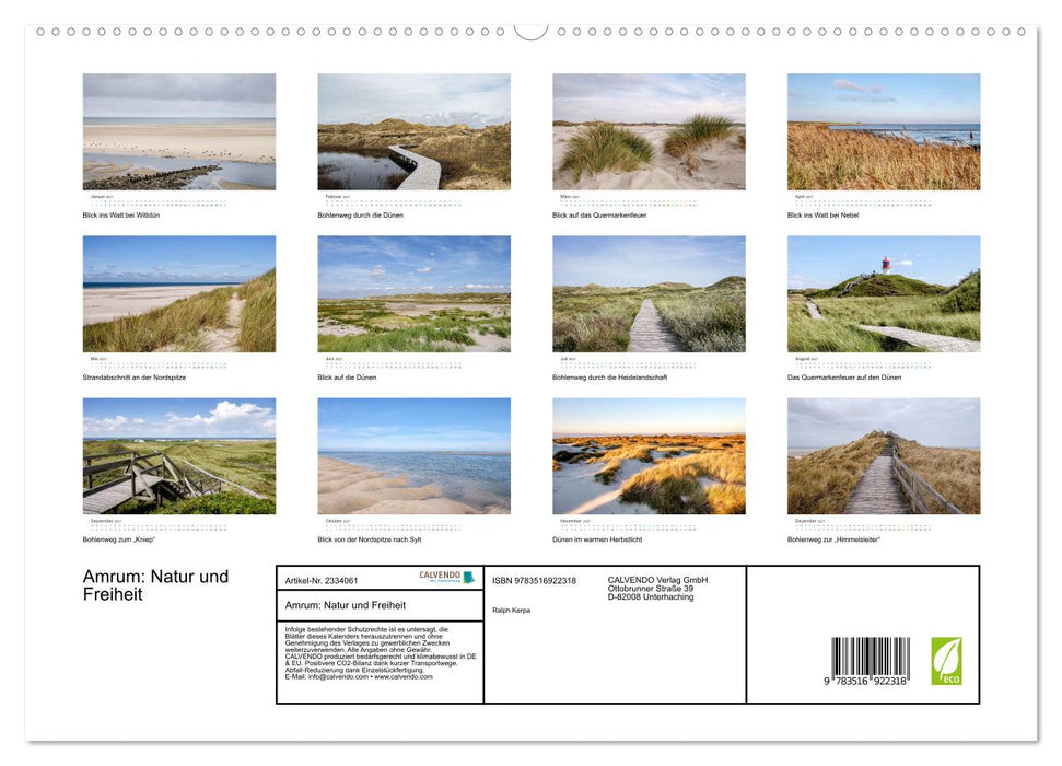 Amrum: Natur und Freiheit (CALVENDO Premium Wandkalender 2027)