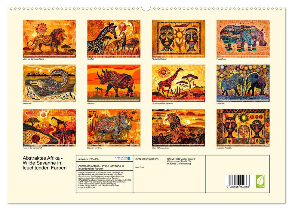 Abstraktes Afrika - Wilde Savanne in leuchtenden Farben (CALVENDO Premium Wandkalender 2027)