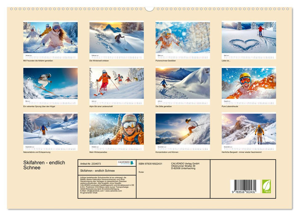 Skifahren - endlich Schnee (CALVENDO Premium Wandkalender 2027)