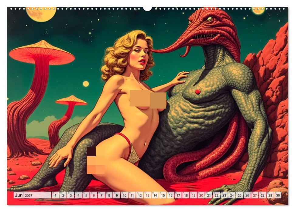 Spicy Fantasy - Vintage Horror und nackte Haut (CALVENDO Wandkalender 2027)