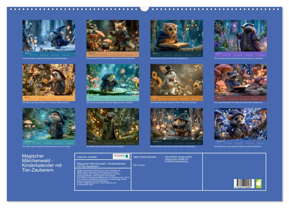 Magischer Märchenwald - Kinderkalender mit Tier-Zauberern (CALVENDO Wandkalender 2027)