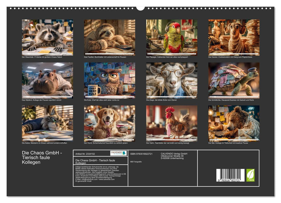 Die Chaos GmbH - Tierisch faule Kollegen (CALVENDO Premium Wandkalender 2027)