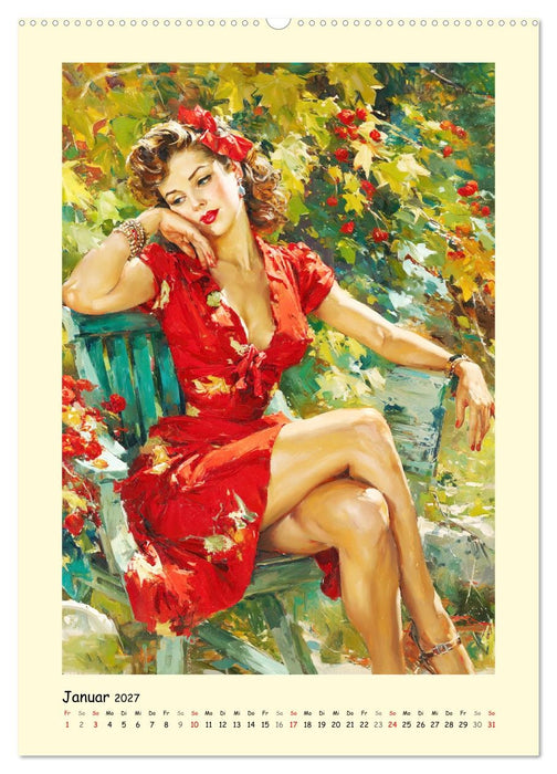 Liebreiz und Lebenslust. Bezaubernde Frauen im Stil der 50er (CALVENDO Premium Wandkalender 2027)