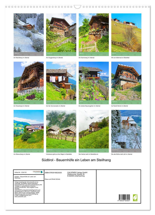 Südtirol - Bauernhöfe ein Leben am Steilhang (CALVENDO Wandkalender 2027)