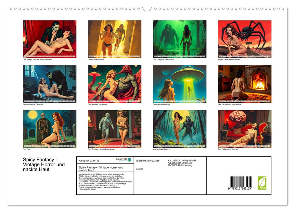 Spicy Fantasy - Vintage Horror und nackte Haut (CALVENDO Premium Wandkalender 2027)