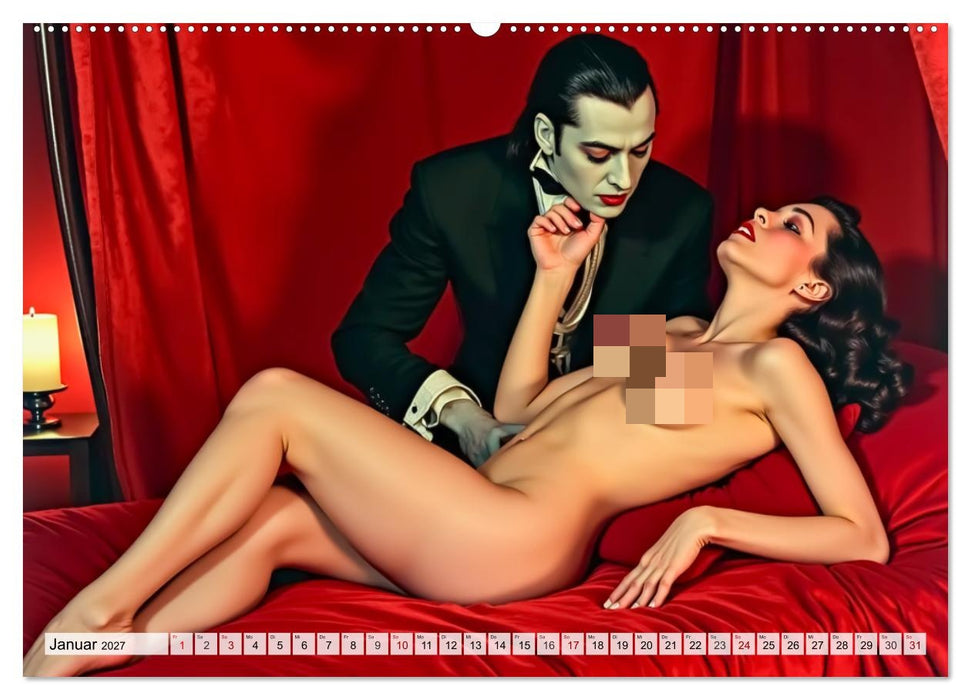 Spicy Fantasy - Vintage Horror und nackte Haut (CALVENDO Premium Wandkalender 2027)