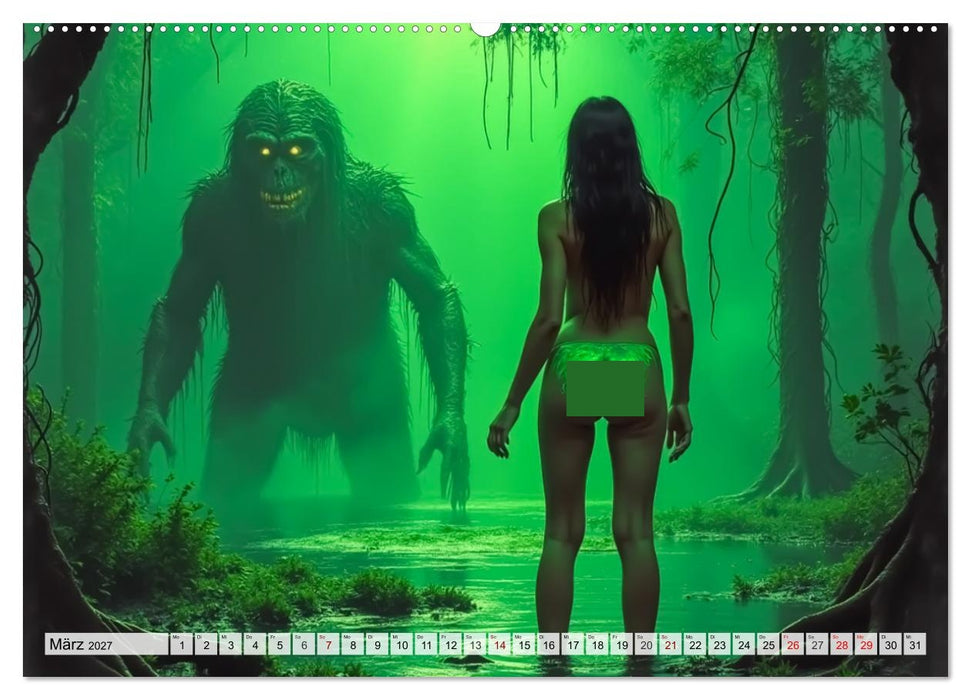 Spicy Fantasy - Vintage Horror und nackte Haut (CALVENDO Premium Wandkalender 2027)