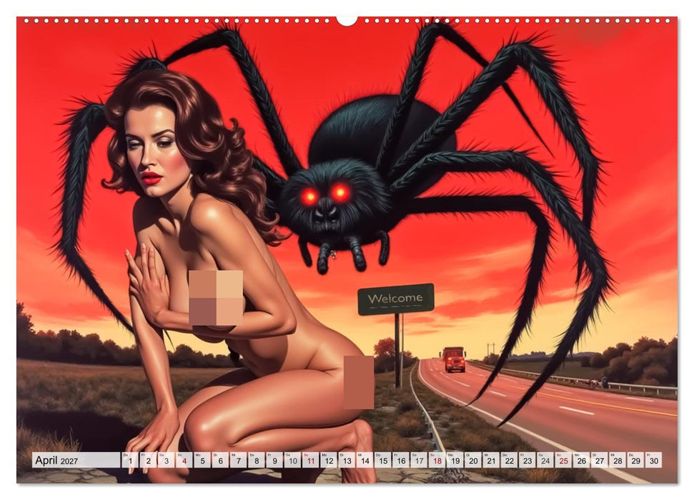 Spicy Fantasy - Vintage Horror und nackte Haut (CALVENDO Premium Wandkalender 2027)