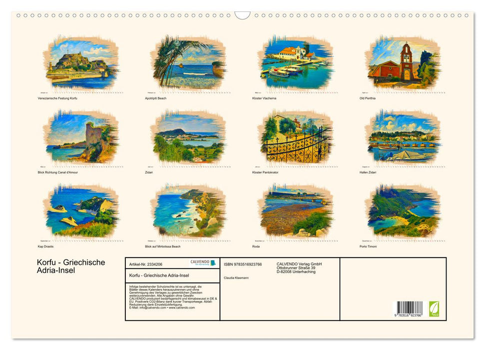 Korfu - Griechische Adria-Insel (CALVENDO Wandkalender 2027)